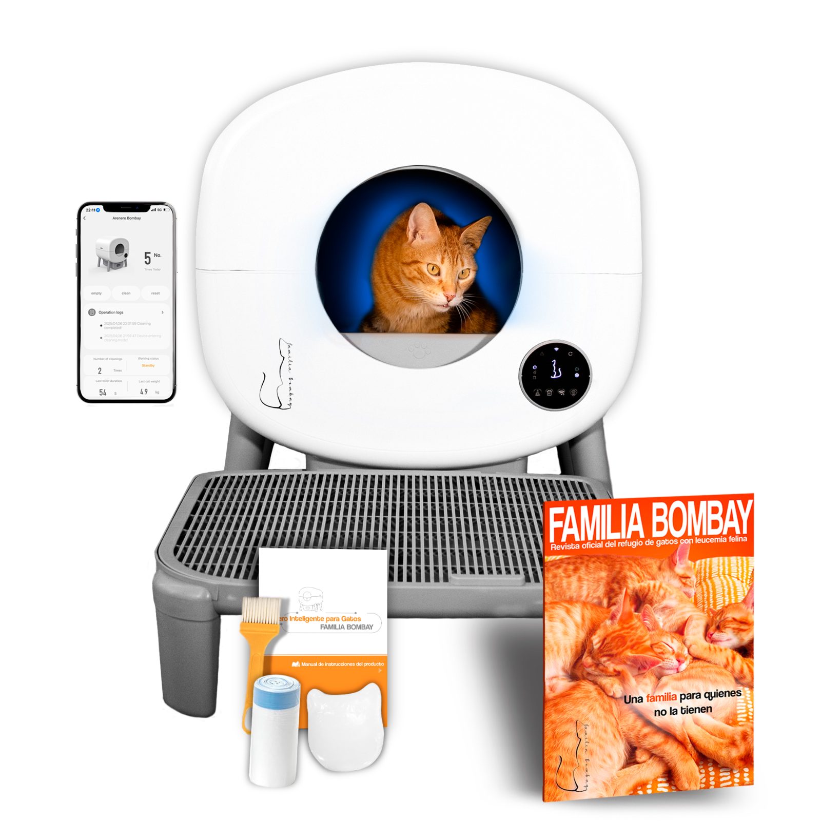 Arenero Inteligente Automático para Gatos – Limpieza sin esfuerzo y control total desde tu móvil  ​