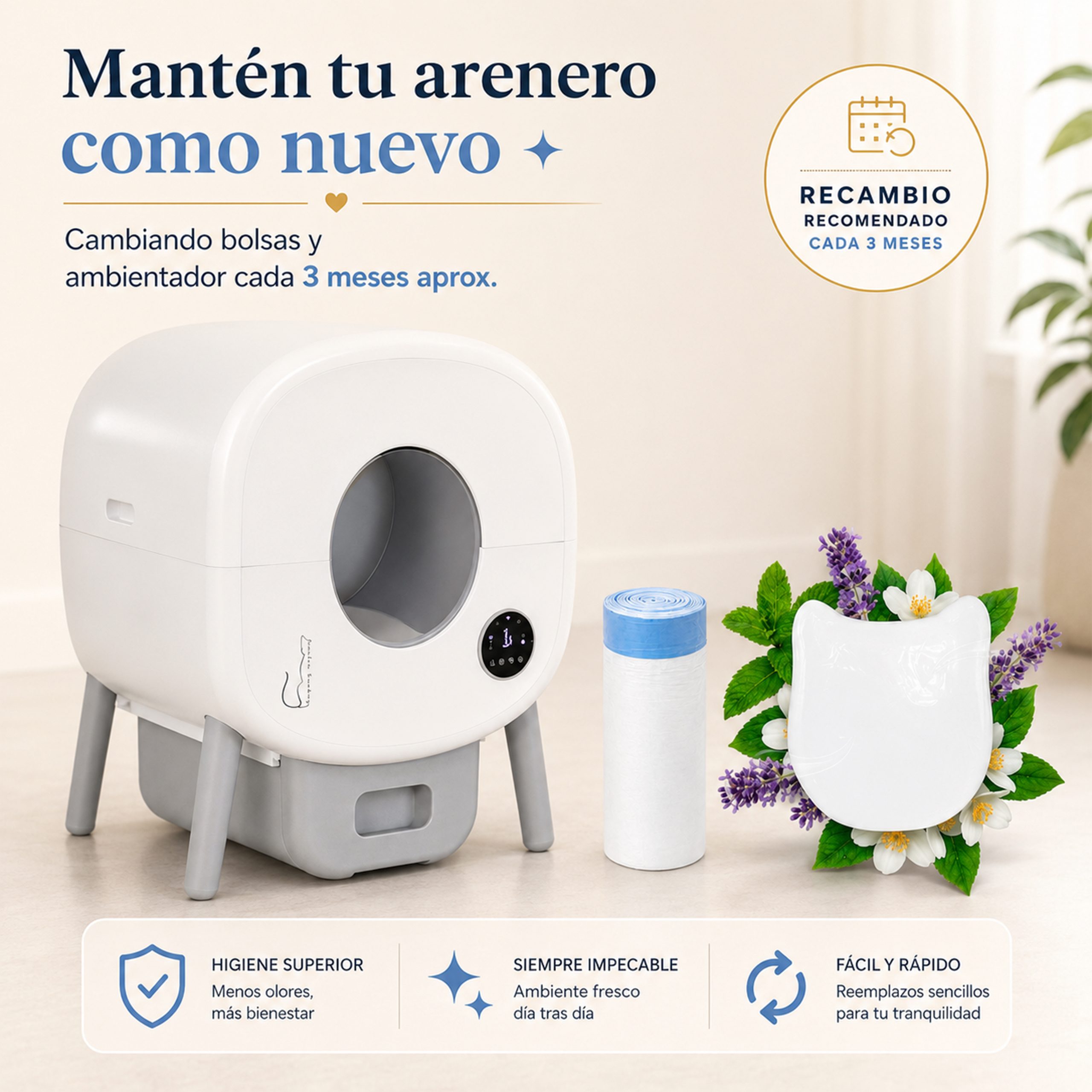 Pack Bolsas + Ambientador para Arenero Automático Familia Bombay - Imagen 5