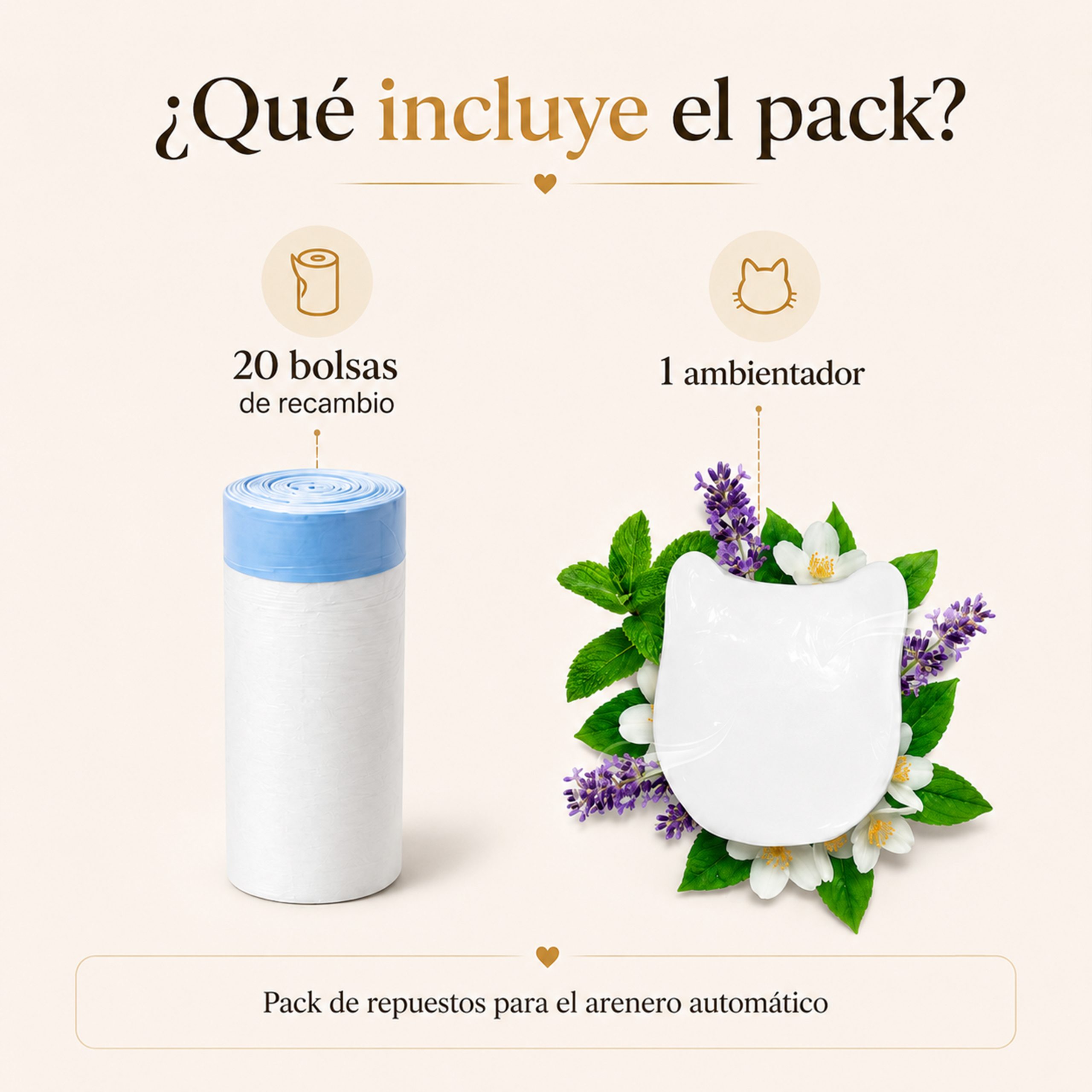 Pack Bolsas + Ambientador para Arenero Automático Familia Bombay - Imagen 6