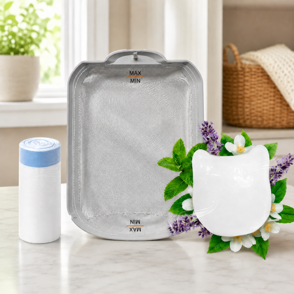Pack Ahorro Repuestos Arenero Automático Cerrado: Bolsas + Ambientador + Bandeja