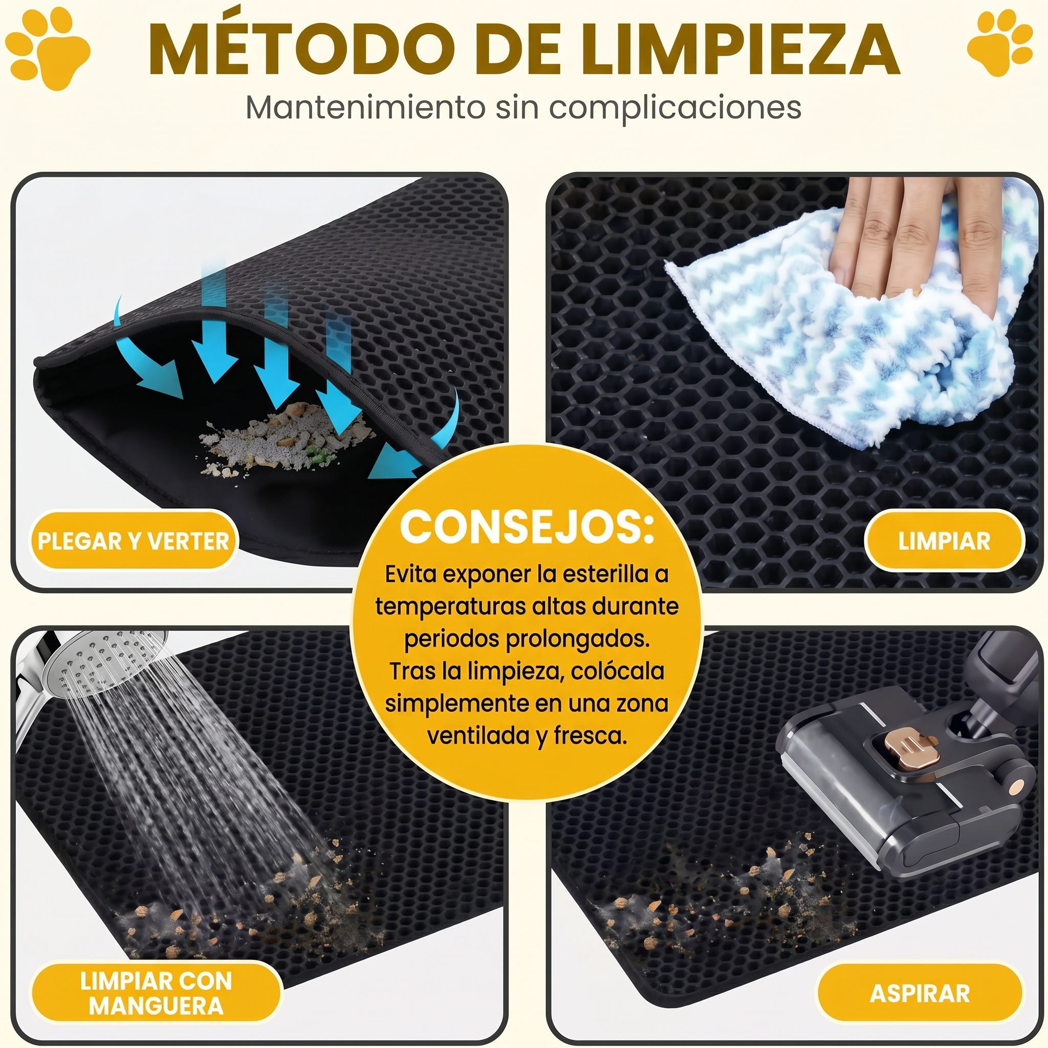 Alfombrilla Antiarena para Arenero de Gato – Doble Capa Impermeable y Lavable - Imagen 4