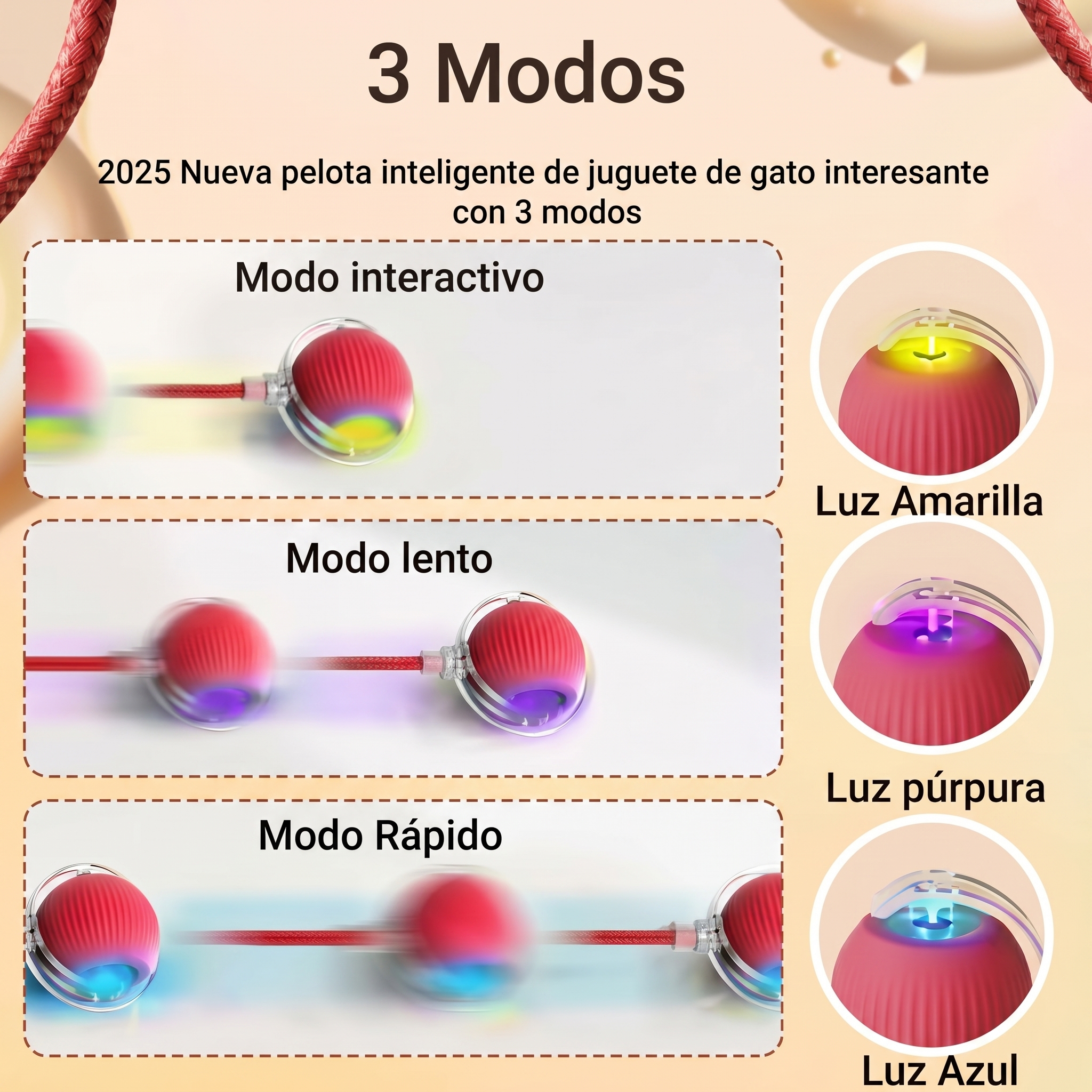 Pelota Interactiva Recargable para Gatos con Movimiento Automático - Imagen 3