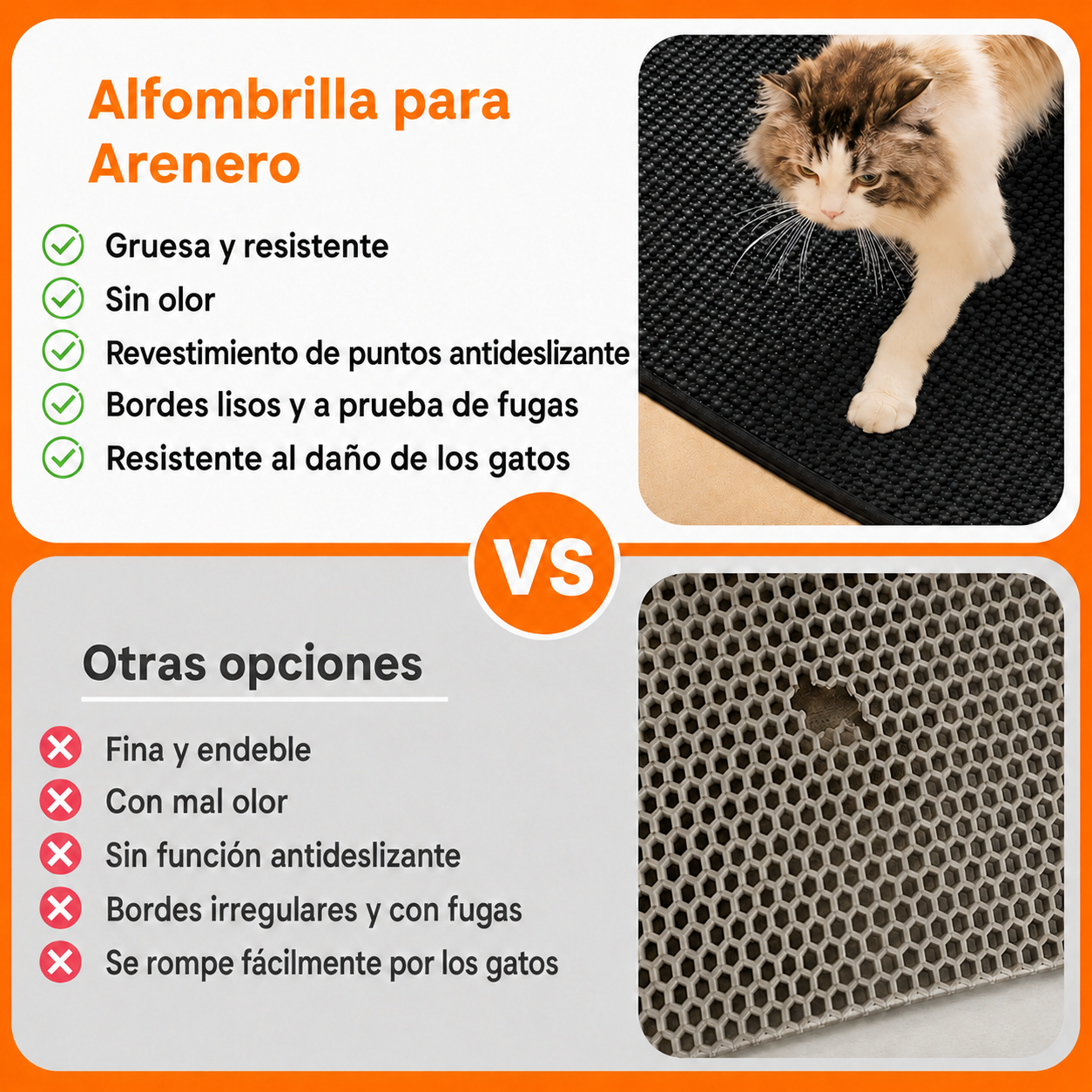 Alfombrilla Antiarena para Arenero de Gato – Doble Capa Impermeable y Lavable - Imagen 3